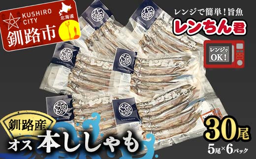 【期間限定！寄附額改定↓！】レンちん君釧路産本しゃもオス30尾セット シシャモ 冷凍 魚 海産物 一夜干し 北海道 F4F-8445