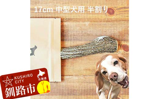 エゾ鹿の角ガム 17cm 中型犬用 半割り 北海道産 国産 無添加 犬用ガム 天然鹿角 長持ち デンタルケア ペット おやつ F5F-0060