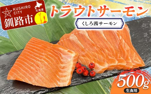 トラウトサーモン（くしろ茜サーモン） 500g サーモン 鮭 生食 刺身 海鮮 北海道 釧路市 F5F-0109