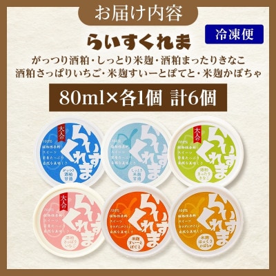フローズン甘酒 らいすくれま 6種 各1個 計6個 酒粕 米麹 北海道 帯広市【配送不可地域：離島】【1609026】