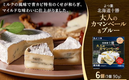 よつ葉 北海道十勝 大人のカマンベール&ブルー 90g×6個【配送不可地域：離島】【1690047】