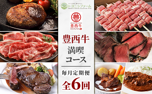 【毎月定期便】豊西牛満喫コース全6回【配送不可地域：離島】【4065345】