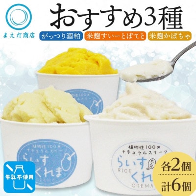 フローズン甘酒 らいすくれま オススメ3種 各2個 計6個 米麹 酒粕 北海道 帯広市【配送不可地域：離島】【1609025】