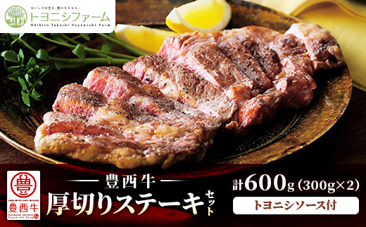 豊西牛 厚切り ステーキ セット 600g (300g×2) トヨニシソース付【配送不可地域：離島】【1483748】