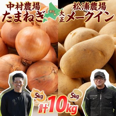 十勝 玉ねぎ 5kg メークイン じゃがいも 5kg 計10kg 農家さんのお野菜 北海道 帯広市【1514129】