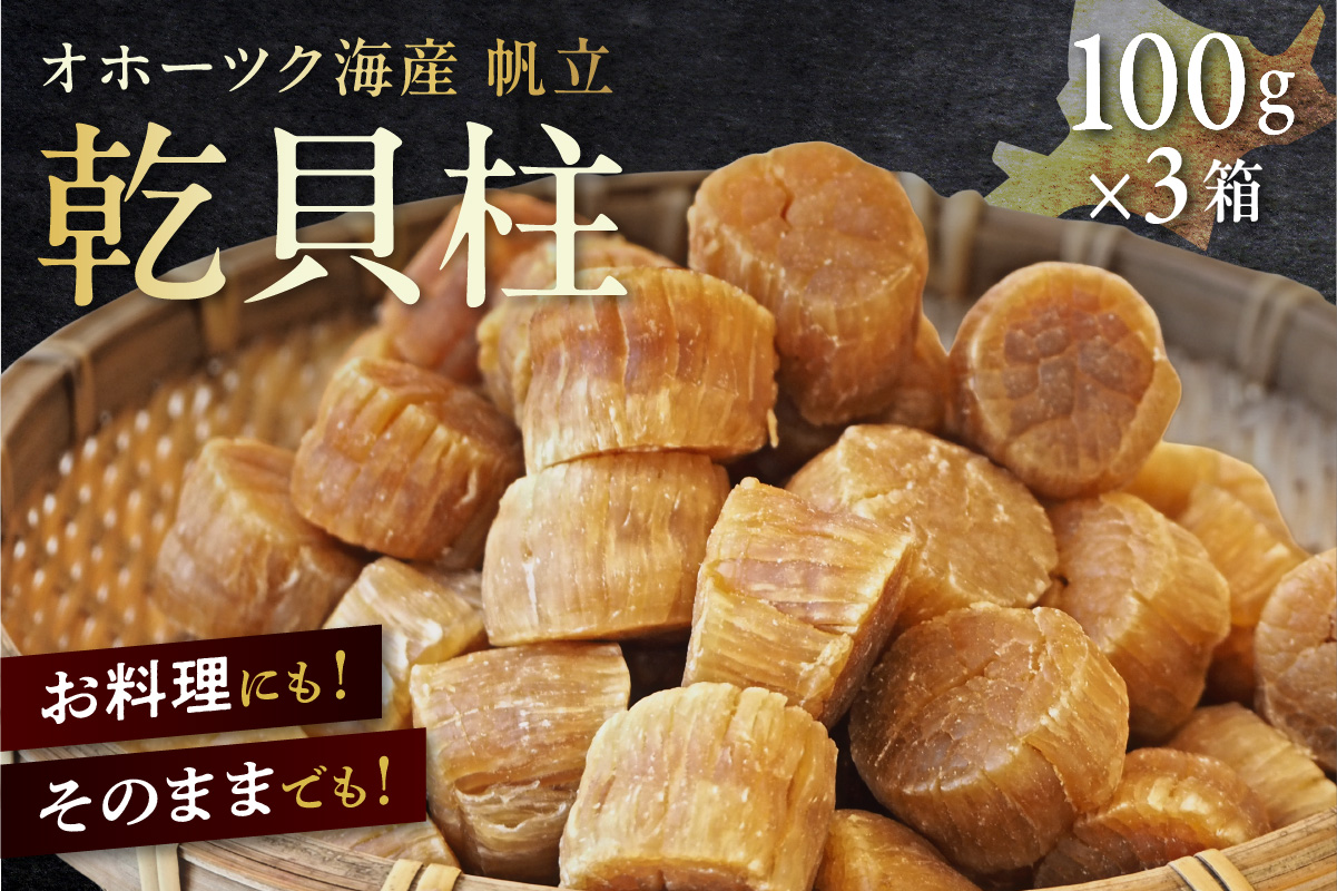 北海道産 乾貝柱 300g ( 海鮮 魚介 魚介類 貝 ホタテ ほたて 帆立 乾ほたて 貝柱 贈答 ギフト プレゼント 贈り物 箱入り 化粧箱 小分け おつまみ おやつ ふるさと納税 ホタテ貝柱 )【037-0018】