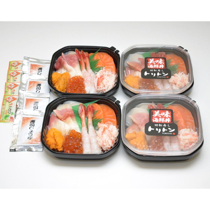 トリトンの特選海鮮丼 4個セット ( トリトン お寿司 海鮮 ホタテ サーモン いくら ウニ )【071-0004】