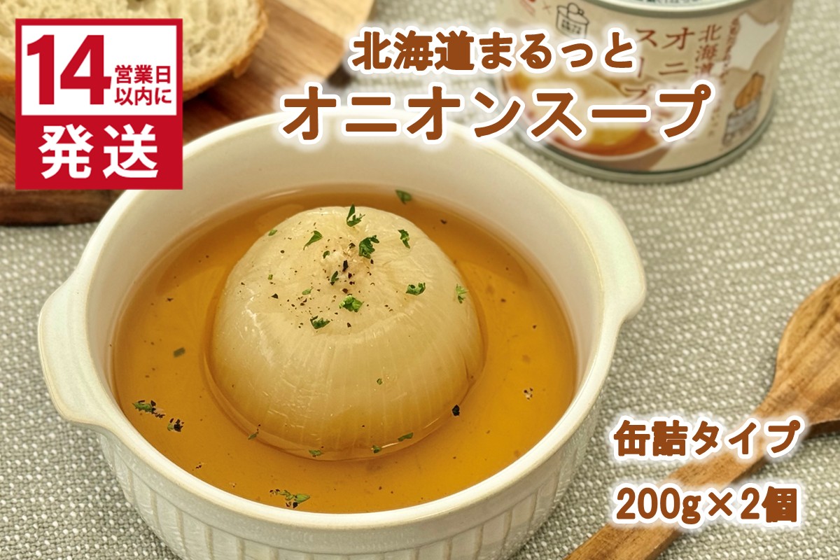 《14営業日以内に発送》北海道まるっとオニオンスープ 缶詰タイプ 2個 ( 玉ねぎ たまねぎ 加工品 スープ 簡単 )【188-0010】