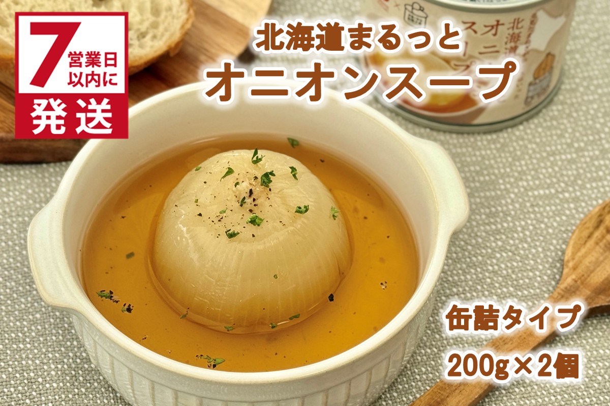 《7営業日以内に発送》北海道まるっとオニオンスープ 缶詰タイプ 2個 ( 玉ねぎ たまねぎ 加工品 スープ 簡単 )【188-0010】
