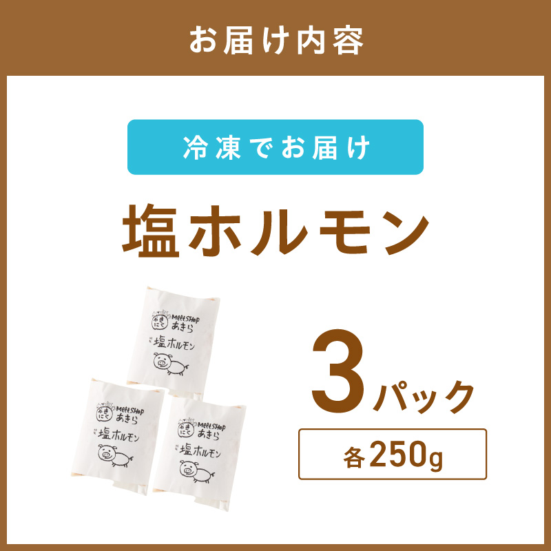 《7営業日以内に発送》北見塩ホルモン 250g×3パック ( 焼肉 ホルモン 肉 にく 塩 )【205-0002】