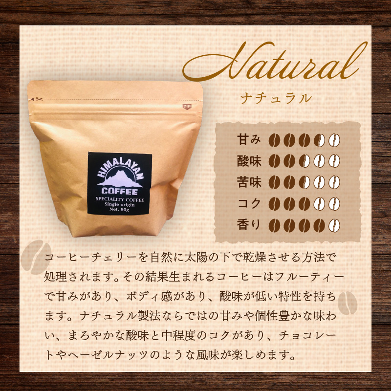 【訳あり】自家焙煎ネパール産スペシャルティコーヒー豆 Natural 80g ( 珈琲 自家製 豆 焙煎 わけあり )【166-0005】