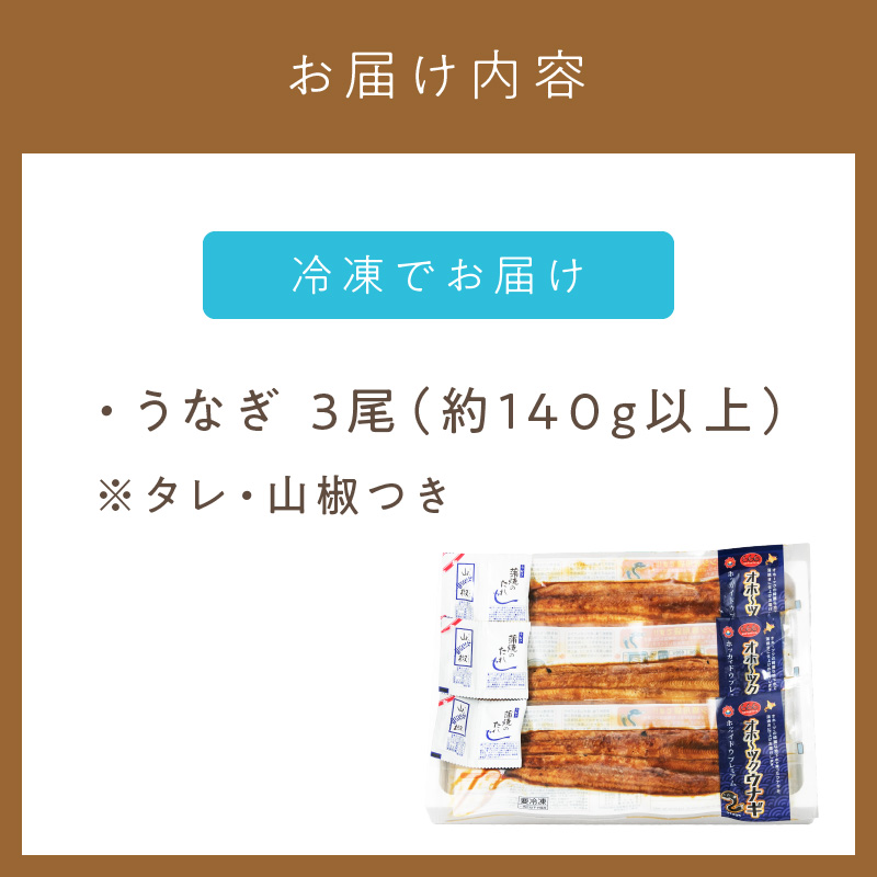 《14営業日以内に発送》オホーツクの綺麗な地下水で育った オホーツク うなぎ 3尾 ( 蒲焼 蒲焼き 丑の日 土用丑の日 )【160-0004】