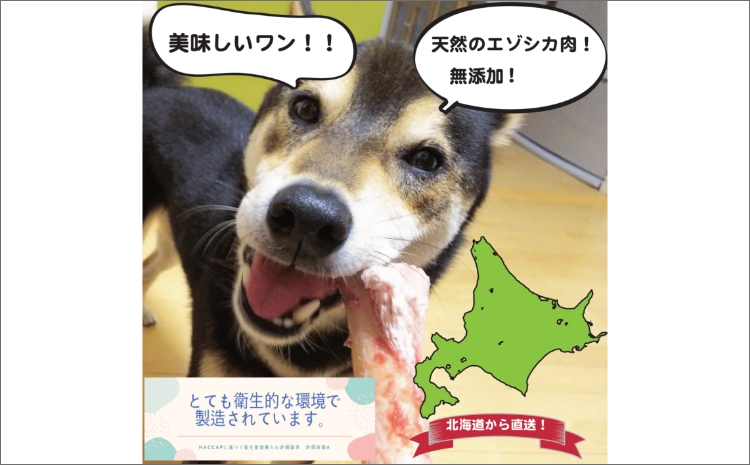 エゾシカ大腿骨 5本 ( 犬 えさ 餌 犬の餌 ペットフード 鹿 エゾシカ肉 鹿肉 健康 おやつ 骨 )【025-0010】