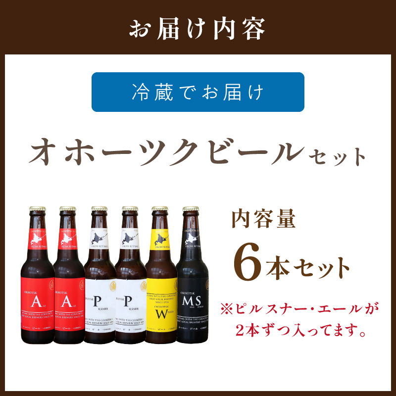 《14営業日以内に発送》オホーツクビール 6本セット ( 飲料 飲み物 お酒 ビール クラフトビール 瓶ビール 贈答 ギフト 贈り物 お中元 御中元 お歳暮 御歳暮 お祝い プレゼント モルトビール 熨斗 のし )【028-0012】