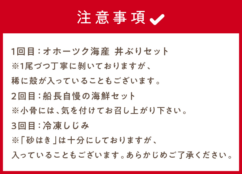 【3ヶ月定期便】船長おすすめ！海の幸セット ( ほたて ホタテ 海鮮丼 ほっけ 鮭 いか サーモン しじみ 定期便 魚介 )【999-0155】