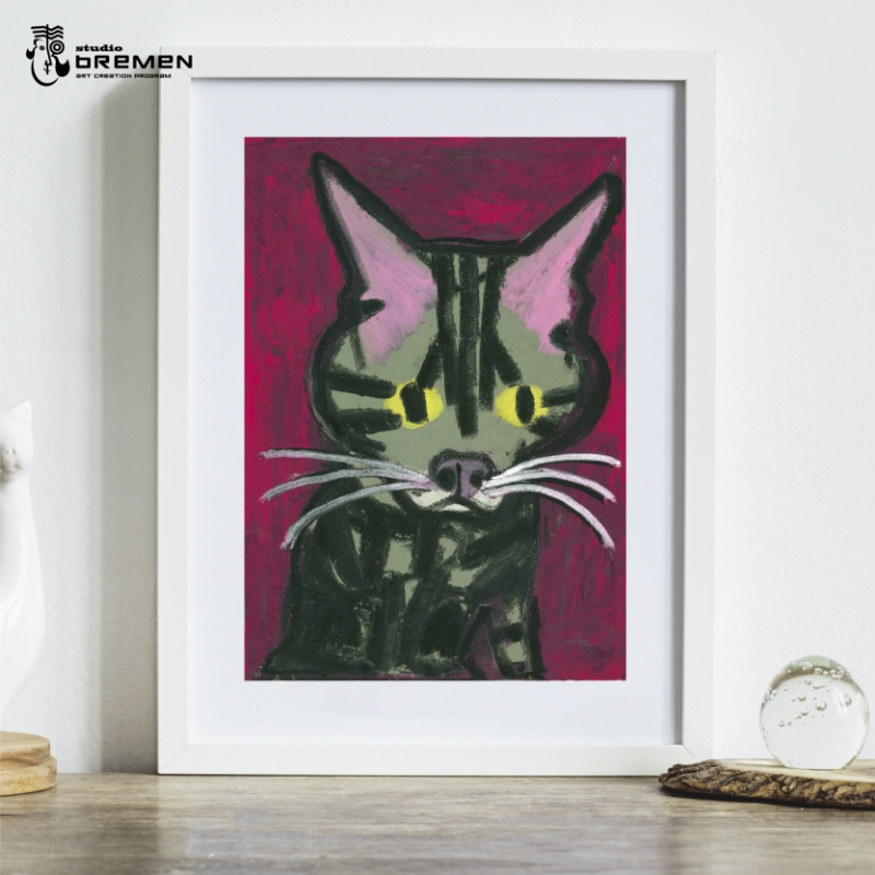 蛯子陽太(studioBREMEN)の動物作品【オイルパステル画オーダーメイド】 A4号サイズ ( 絵画 絵 アート 動物 犬 猫 )【202-0002】