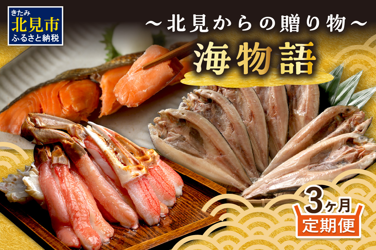 【3ヶ月定期便】 海物語～北見からの贈り物～ ( 海鮮 海の幸 定期便 ホッケ カニ さけ しゃけ 紅鮭 蟹 かに ほっけ 魚 逸品 )【999-0204】