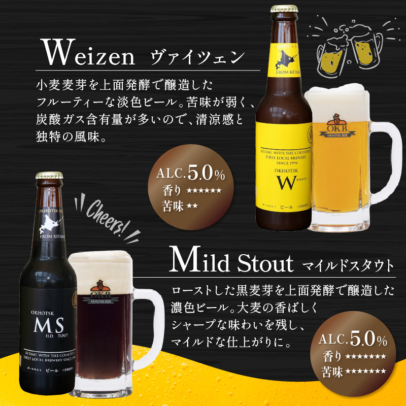 【6ヶ月定期便】オホーツクビール 12本 ( クラフトビール 地ビール 北海道 飲料 アルコール ビール ビア セット 詰め合わせ 麦芽 モルト 麦芽100% 活ビール酵母 ビタミンＢ群 オホーツク )【999-0241】