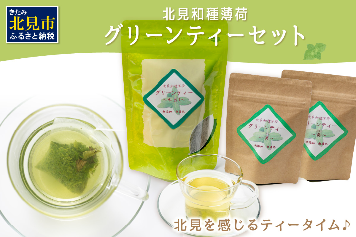 北見和種薄荷グリーンティーセット ( フレーバーティー ハッカ ティーバッグ 水出し 薄荷 お茶 ふるさと納税 )【010-0001】