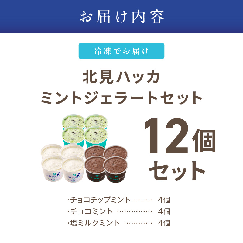 ミントジェラート カップ 3種×4個 ( ジェラート アイス アイスクリーム ハッカ チョコ ミント ミントアイス スイーツ チョコチップミント カカオ カップアイス ふるさと納税 )【007-0018】