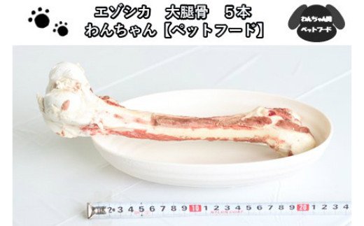 エゾシカ大腿骨 5本 ( 犬 えさ 餌 犬の餌 ペットフード 鹿 エゾシカ肉 鹿肉 健康 おやつ 骨 )【025-0010】