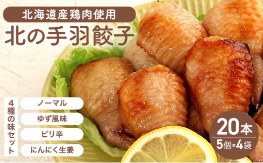 北海道産鶏肉を使った手羽餃子【北の手羽ぎょうざ】20個セット(5個×4袋)≪配送地域限定≫【53102】