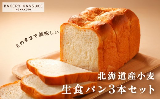 そのままでしっとりモチモチおいしい生食パン！北海道産小麦の生食パン3本セット｜プレミアム小麦キタノカオリ100％ パン ぱん 食パン パン屋 自家製 朝食 おやつ 冷凍 北海道 岩見沢【19115】