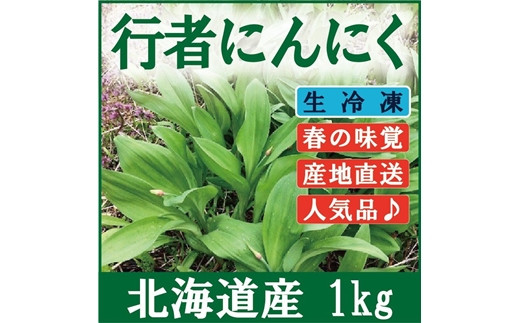 【北海道岩見沢市産】令和6年産 行者にんにく葉(冷凍) 1kg【09118】