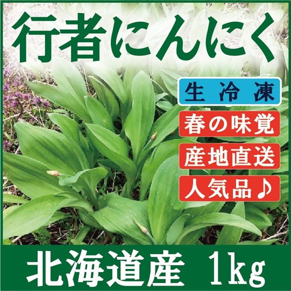 【北海道岩見沢市産】令和6年産 行者にんにく葉(冷凍) 1kg【09118】