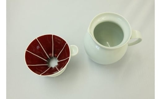 【JALふるさと納税限定】辰砂釉の陶芸作品「コーヒードリッパー・サーバーセット」【18111】