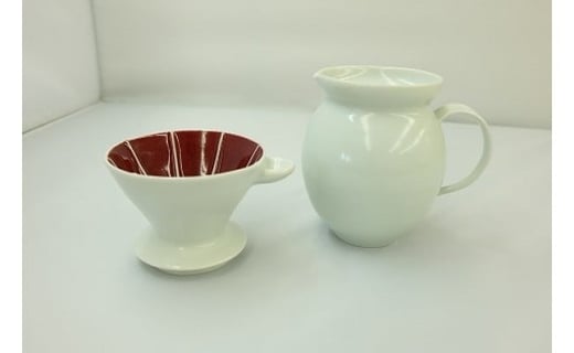 【JALふるさと納税限定】辰砂釉の陶芸作品「コーヒードリッパー・サーバーセット」【18111】