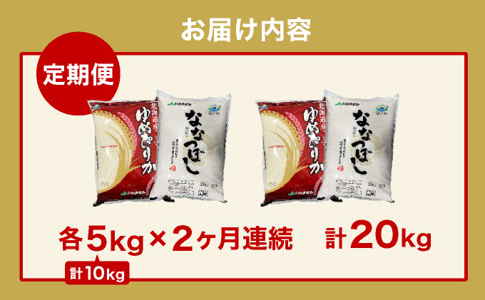 令和6年産 北海道一の米処“岩見沢”の自信作! ななつぼし5kg＆ゆめぴりか5kg×2回 合計20kg ※定期便【11104】