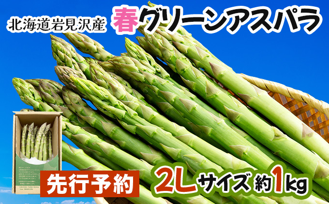 【先行予約／令和8年産】北海道岩見沢産　春グリーンアスパラ　2Lサイズ 1kg【41103】