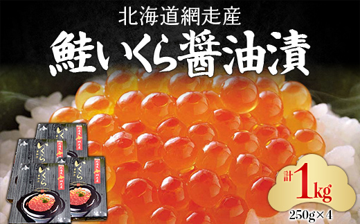 網走産「鮭いくら醤油漬」ドーンと1kg(250g×4) ABC034