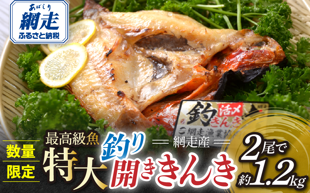 【数量限定】網走産最高級魚特大 釣り開きキンキ２尾で約1.2kg ABAO147