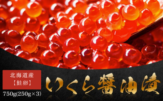 北海道産[鮭卵] いくら醤油漬 750g(250g×3)