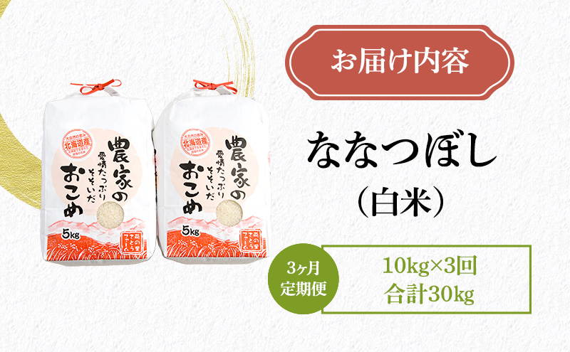 米 定期便 3ヶ月 北海道南るもい産 ななつぼし 10kg (5kg×2袋) お米 おこめ こめ コメ 白米 精米 ご飯 ごはん 3回 お楽しみ 北海道 留萌