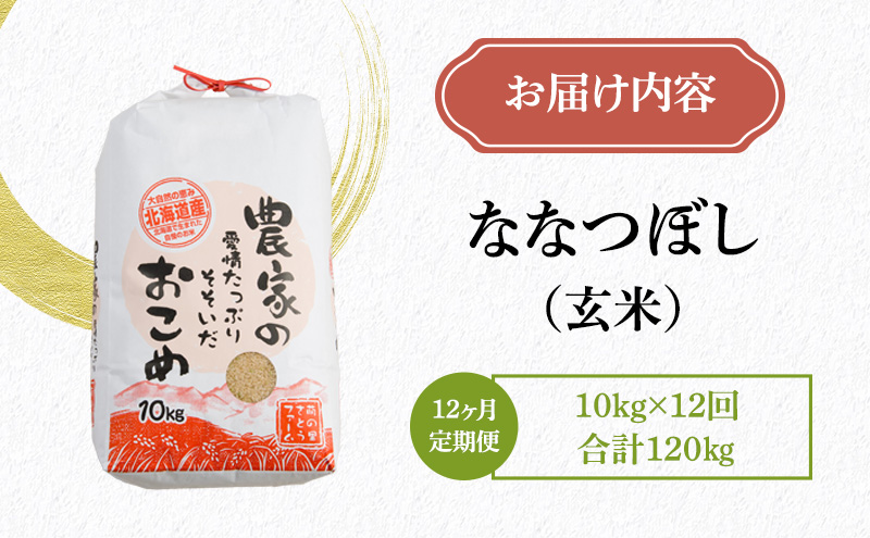 米 米-1グランプリ金賞  定期便 12ヶ月 北海道 ななつぼし 玄米 10kg 南るもい産 お米 こめ コメ おこめ ふるさと納税米 ふるさと 南るもい さとうファーム 留萌