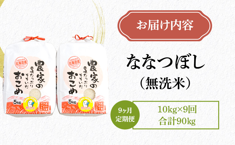 米 米-1グランプリ金賞 定期便 9ヶ月 北海道 無洗米 ななつぼし 10kg（5kg ×2袋） 南るもい産 お米 こめ コメ おこめ 白米 ふるさと納税米 ふるさと 南るもい さとうファーム 留萌 定期 お楽しみ 9回