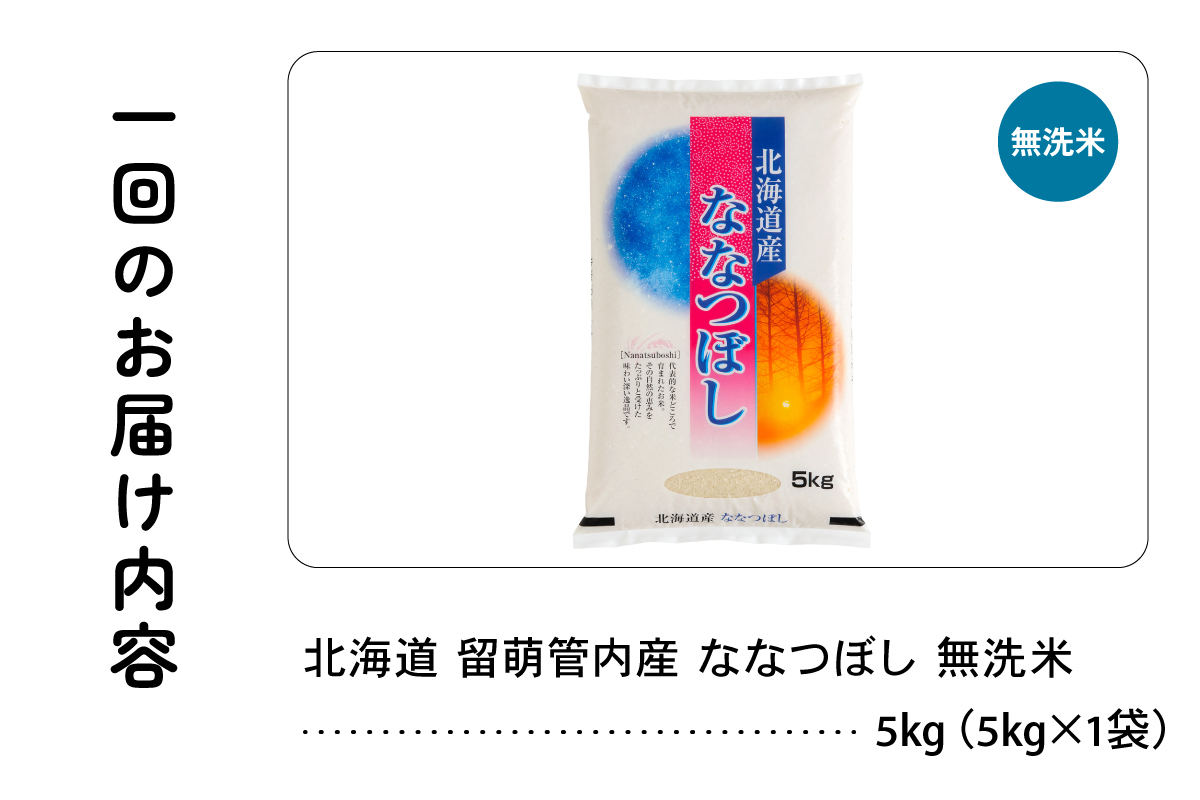 6ヵ月定期便 北海道 留萌管内産 ななつぼし 無洗米 5kg R004-054