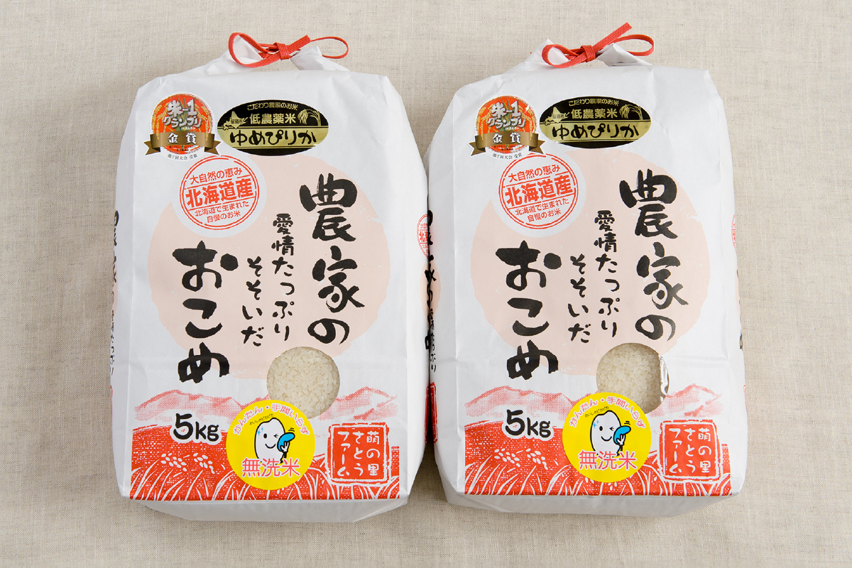 お米 北海道南るもい産【ゆめぴりか】(無洗米) 5kg×2袋 R011-011