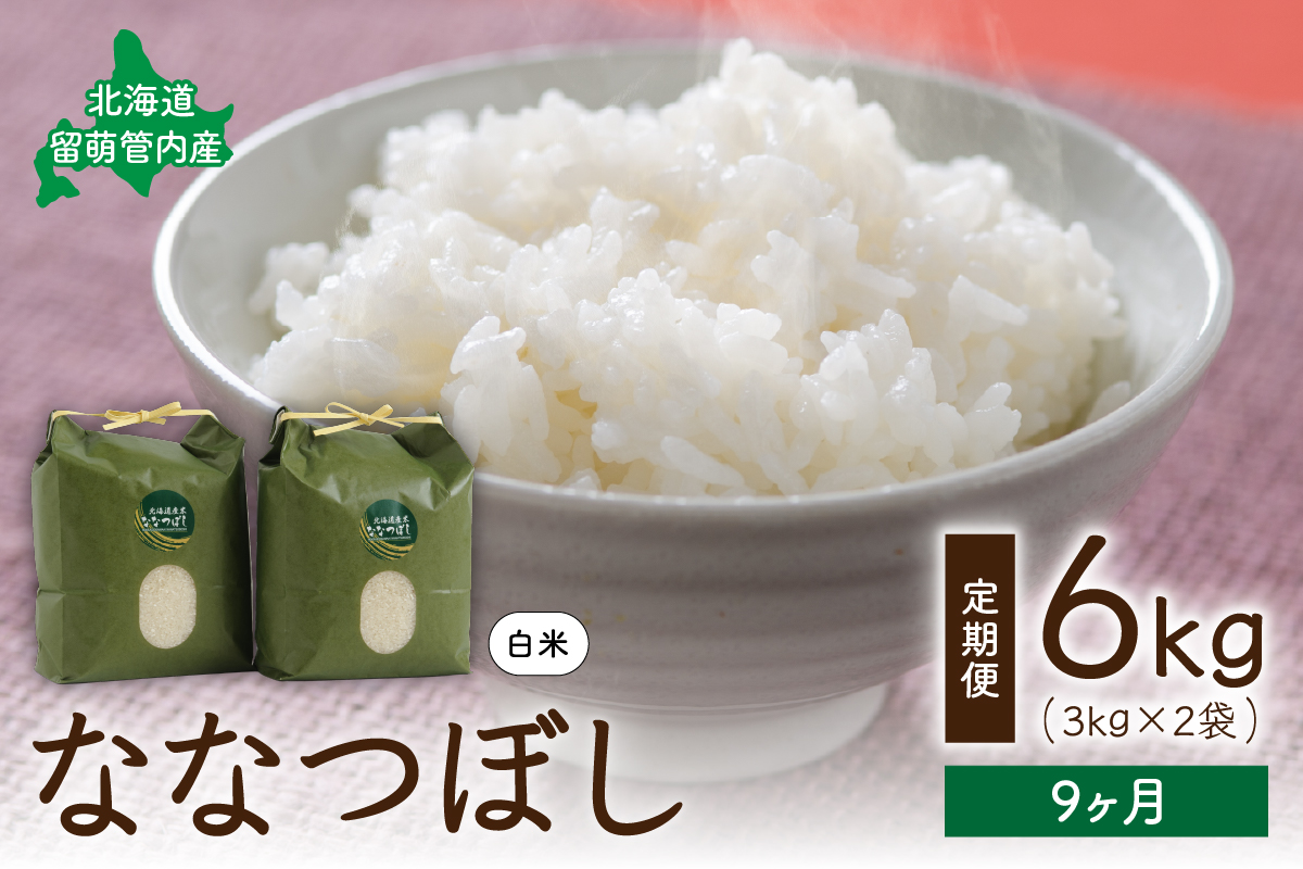 9ヵ月定期便 北海道 留萌管内産 ななつぼし6kg(3kg×2袋) R004-016