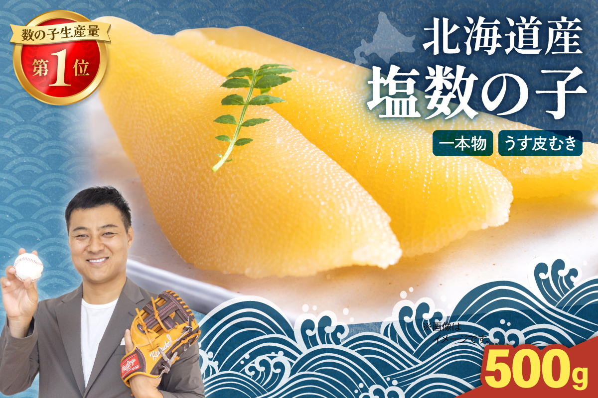 北海道産 塩数の子（うす皮むき）500g　1本物　お正月　人気　魚卵　高級　 おつまみ ご飯のお供 惣菜 おかず 珍味 海鮮 海産物 海の幸 魚介 魚介類 魚卵 加工品 北海道産 かずのこ カズノコ 塩カズノコ 株式会社やまか おせち　R001-017