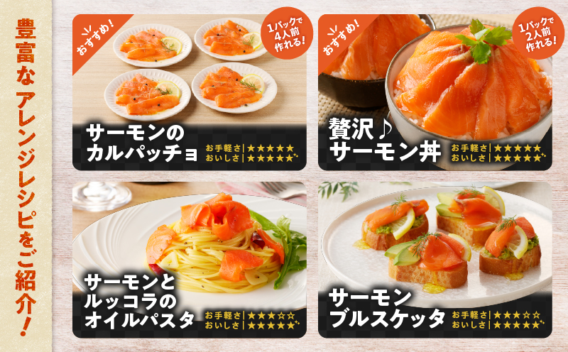 【全3回定期便（毎月）】【王子サーモン】北海道産チップで燻製　北海道産秋鮭スモークサーモン切落し200g×4個セット　T041-T16-01