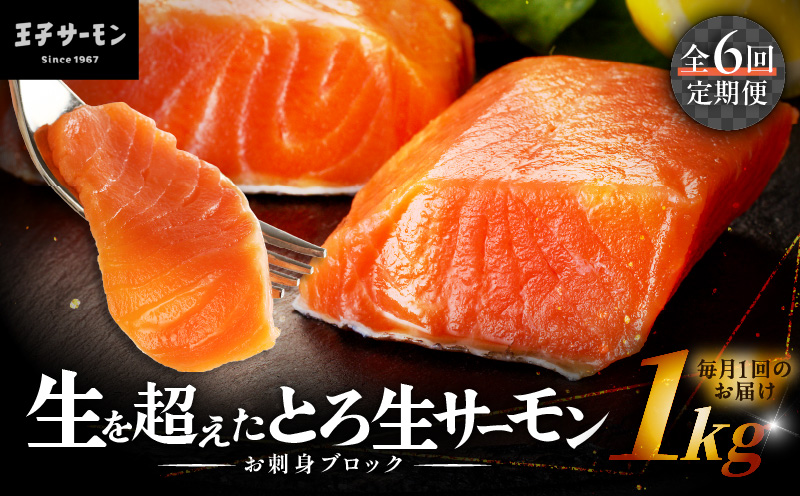 【全6回定期便（毎月）】【王子サーモン】生を超えた「とろ生サーモン」お刺身用ブロック 1kg　T041-T09-03