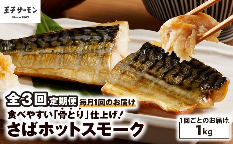 【全3回定期便（毎月）】【王子サーモン】さばホットスモーク1kg　T041-T14-01