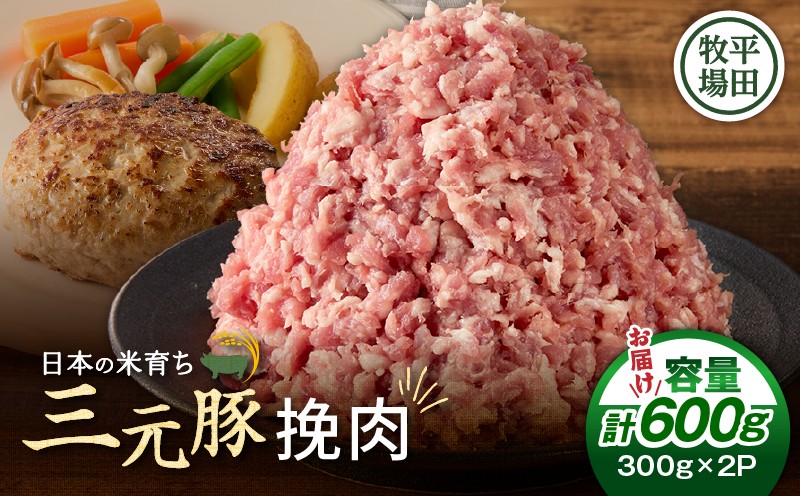 【平田牧場】三元豚ひき肉 600g　T036-017