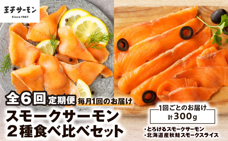 【全6回定期便（毎月）】【王子サーモン】スモークサーモン2種 食べ比べセット　T041-T07-03