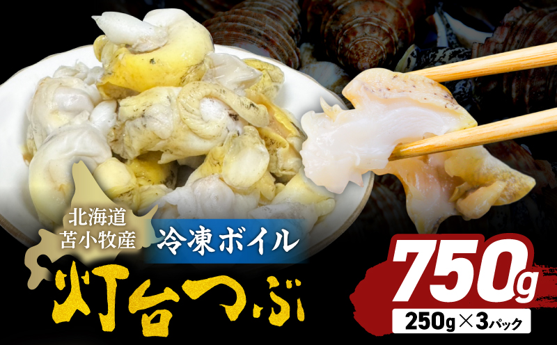 北海道苫小牧産 冷凍ボイル灯台つぶ（3パック入）　T020-009
