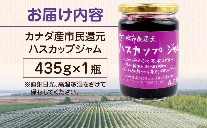 カナダ産 苫小牧市民還元 ハスカップジャム 435g(1瓶) T044-017【株式会社三星】